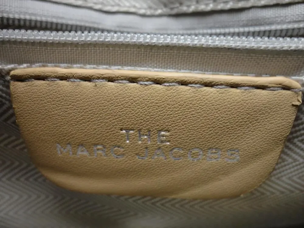 Marc Jacobs Tote Bag Womens Small Beige Leather Zip Shoulder Purse The Tote Bag